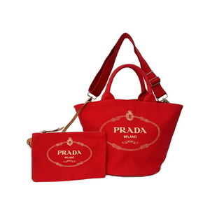 Prada Canapa Logo Convertible Shopping 2way Tote canvas Red